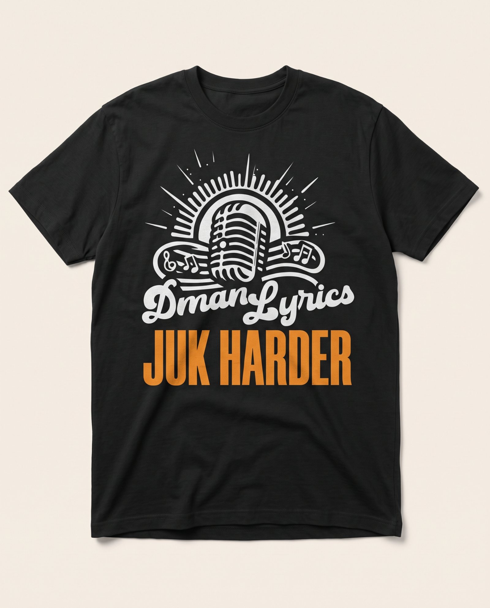 Juke Harder Tee, logo and cover art print on black